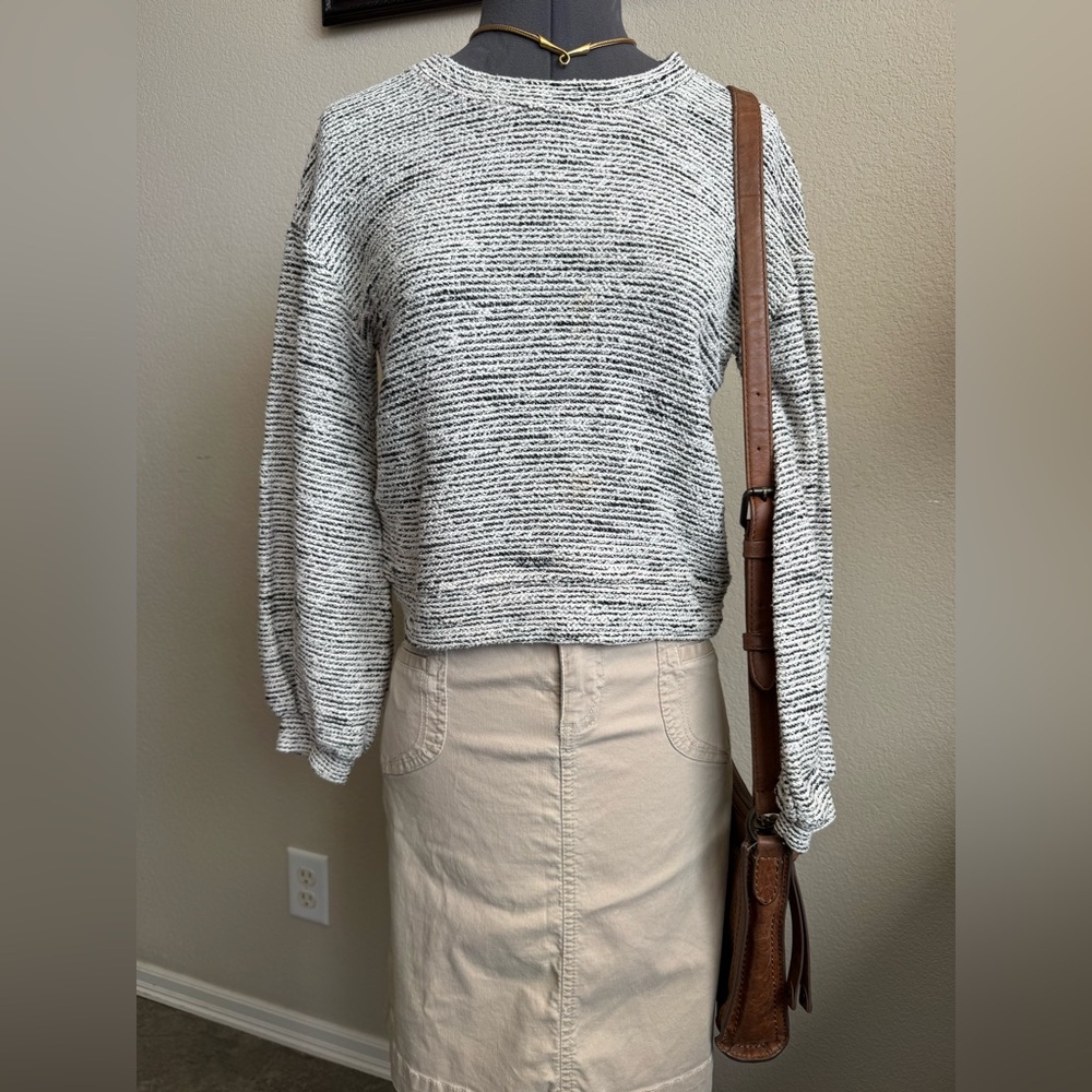 Madewell Texture And Thread White Light Grey Heathered Sweater Sweatshirt XXS